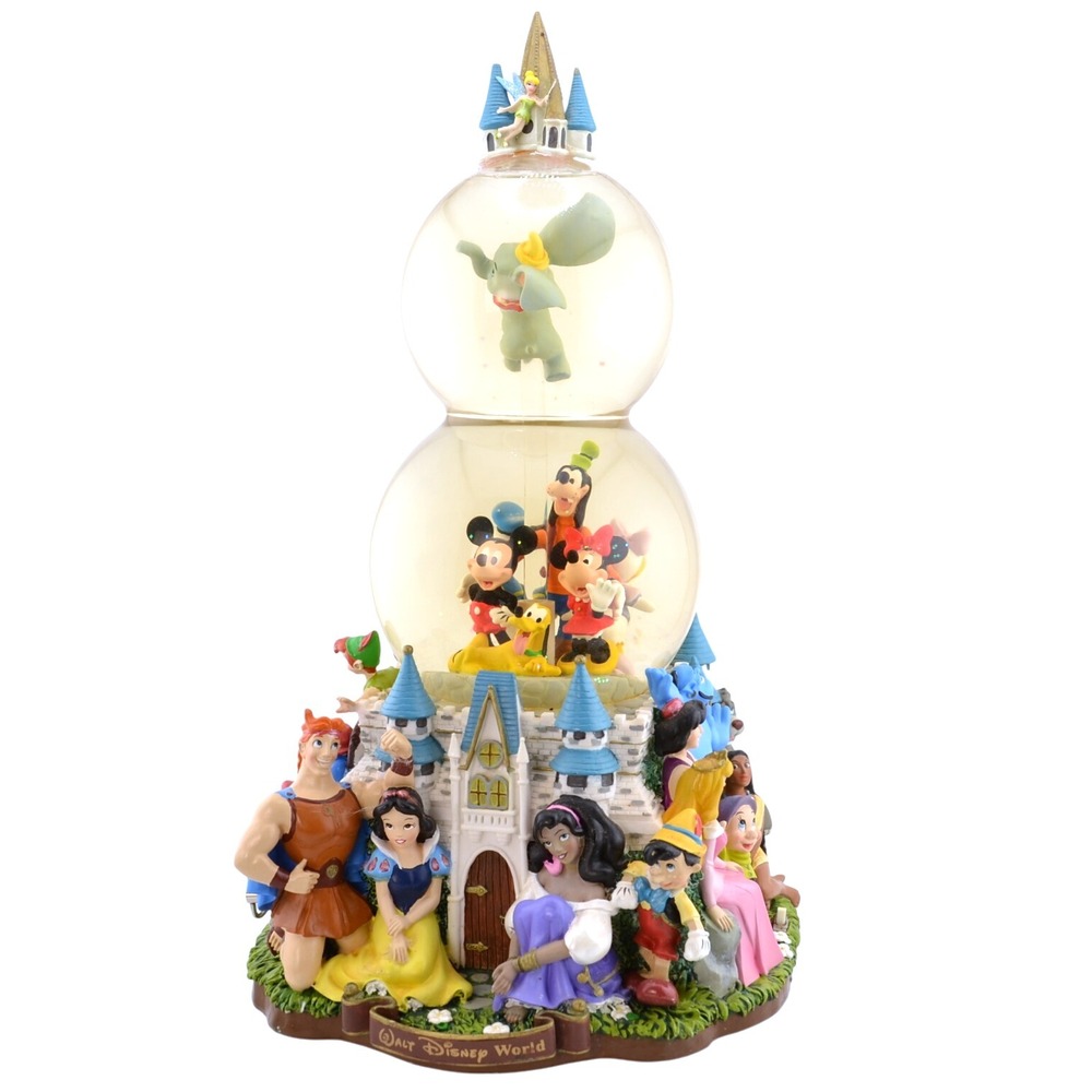 Disney "A Magical Gathering" Double Snow Globe Light &‎ Musical Tiered Rare